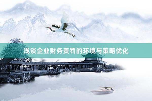 浅谈企业财务责罚的环境与策略优化